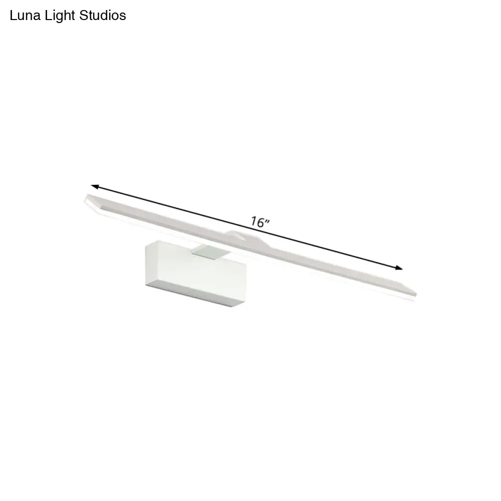 DecorBites™ Nordic Style LED Vanity Lamp - 16.5"/20" White Rectangular Acrylic Wall Mount Light for Bathroom, with Warm/White Light Option