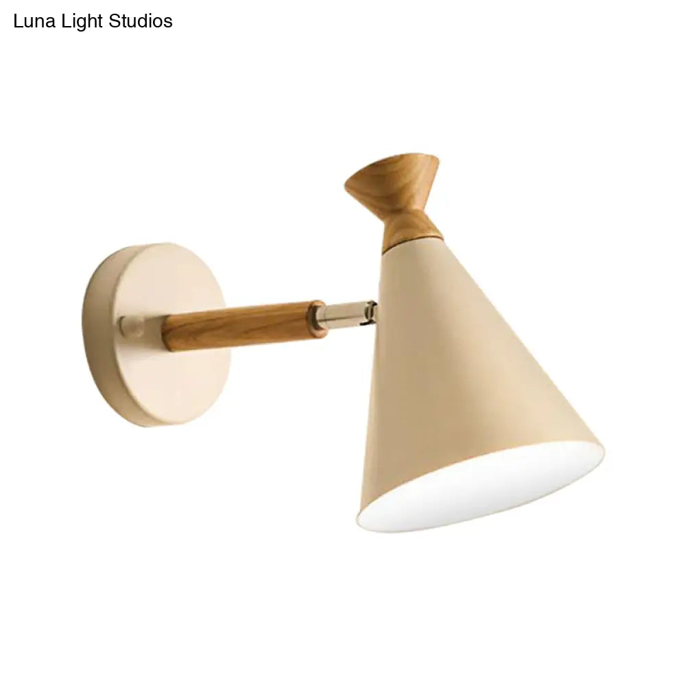 DecorBites™ Nordic Style Metal Cone Shade Wall Light: 1-Light Rotatable Bedside Reading Lamp in Blue, Green, Grey, or White