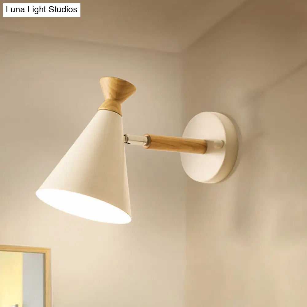 DecorBites™ Nordic Style Metal Cone Shade Wall Light: 1-Light Rotatable Bedside Reading Lamp in Blue, Green, Grey, or White