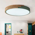 DecorBites™ Nordic Style Round Flush Mount Ceiling Light - Wood & Acrylic Fixture in Grey/White/Green, 16" Width