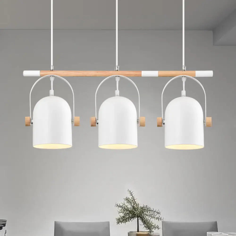 DecorBites™ Nordic Style Triple Metal Pendant Light with Adjustable Dome Shade for Island Lighting in White