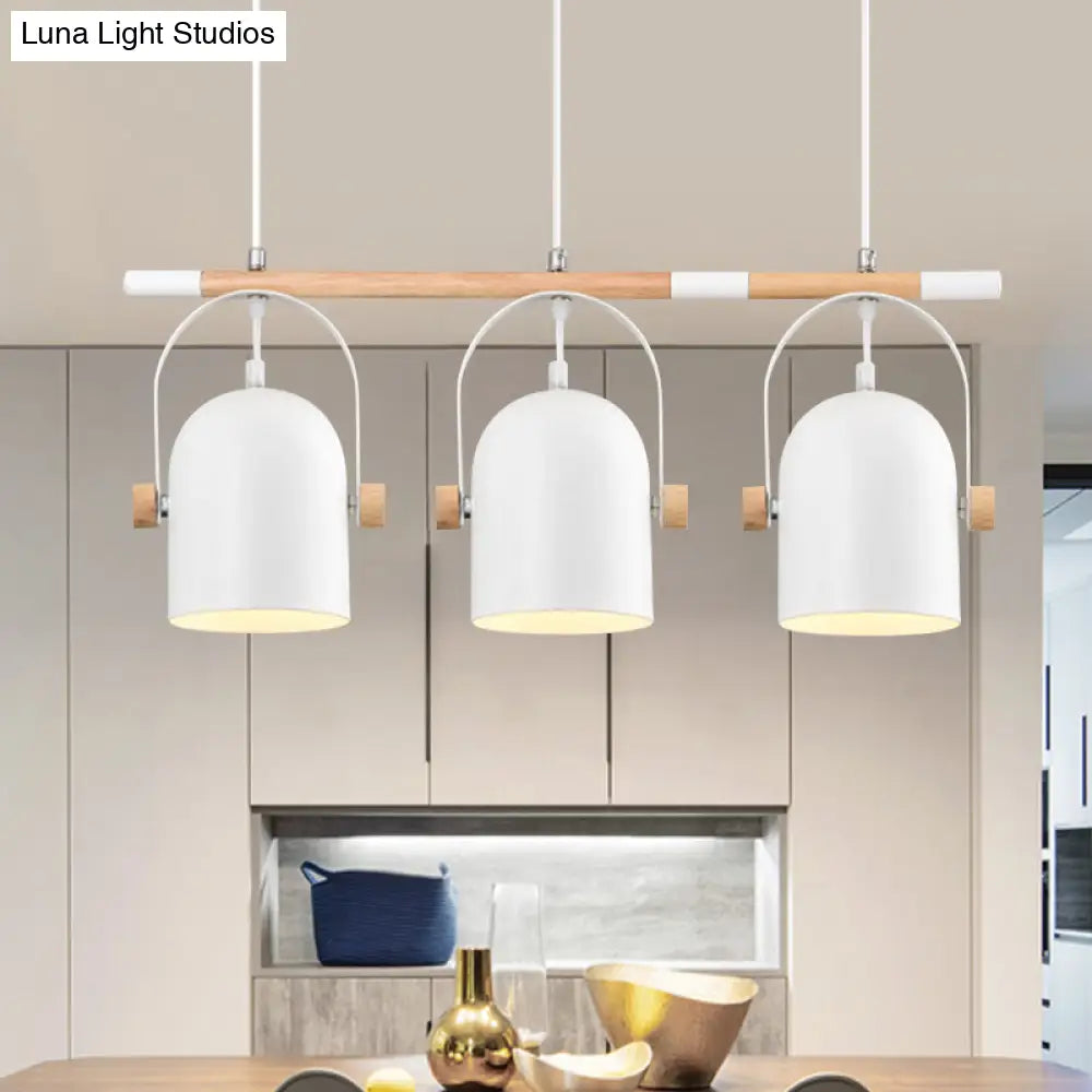 DecorBites™ Nordic Style Triple Metal Pendant Light with Adjustable Dome Shade for Island Lighting in White