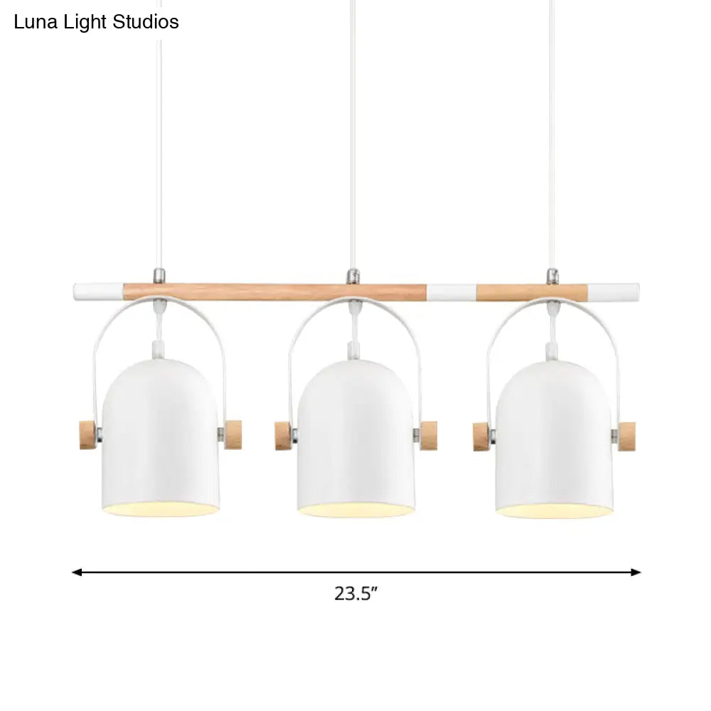 DecorBites™ Nordic Style Triple Metal Pendant Light with Adjustable Dome Shade for Island Lighting in White