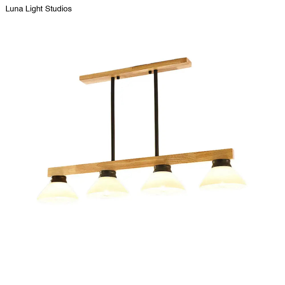DecorBites™ Nordic Style Wooden Cone Shade Chandelier - 3/4 Heads Linear Pendant Light for Kitchen Island