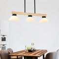 DecorBites™ Nordic Style Wooden Cone Shade Chandelier - 3/4 Heads Linear Pendant Light for Kitchen Island