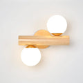 DecorBites™ Nordic White Glass Ball Rotating Wall Lamp with Wood Wall Mount - Ideal for Bedroom Lighting