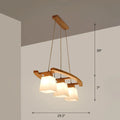 DecorBites™ Nordic Wood Island Pendant Ceiling Light with Trapezoid White Glass Shade - 3-Light Dining Room Fixture