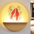 DecorBites™ Nordic Wood Sconce with LED Mural Light, Deer/Bird Patterned Acrylic Shade - Ideal for Bedroom Wall Mount