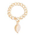 Charm Bracelet Gold Curved Oval Stylish Elegant Jewelry Accessory
