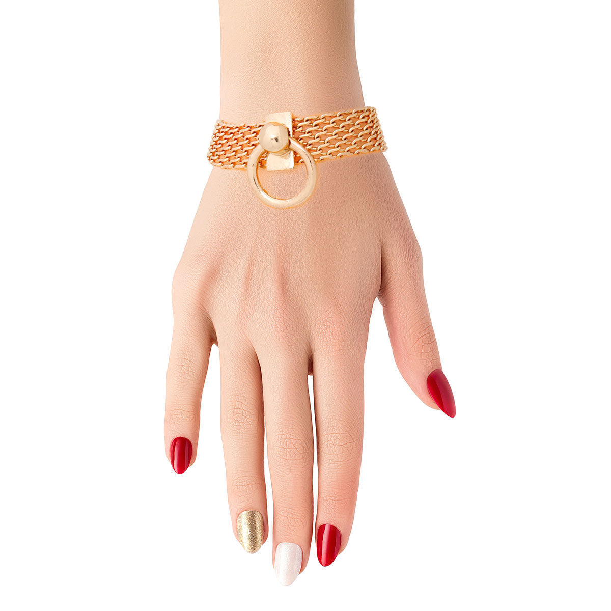 Toggle Knocker Gold Mesh Bracelet Stylish Statement Jewelry Accessory