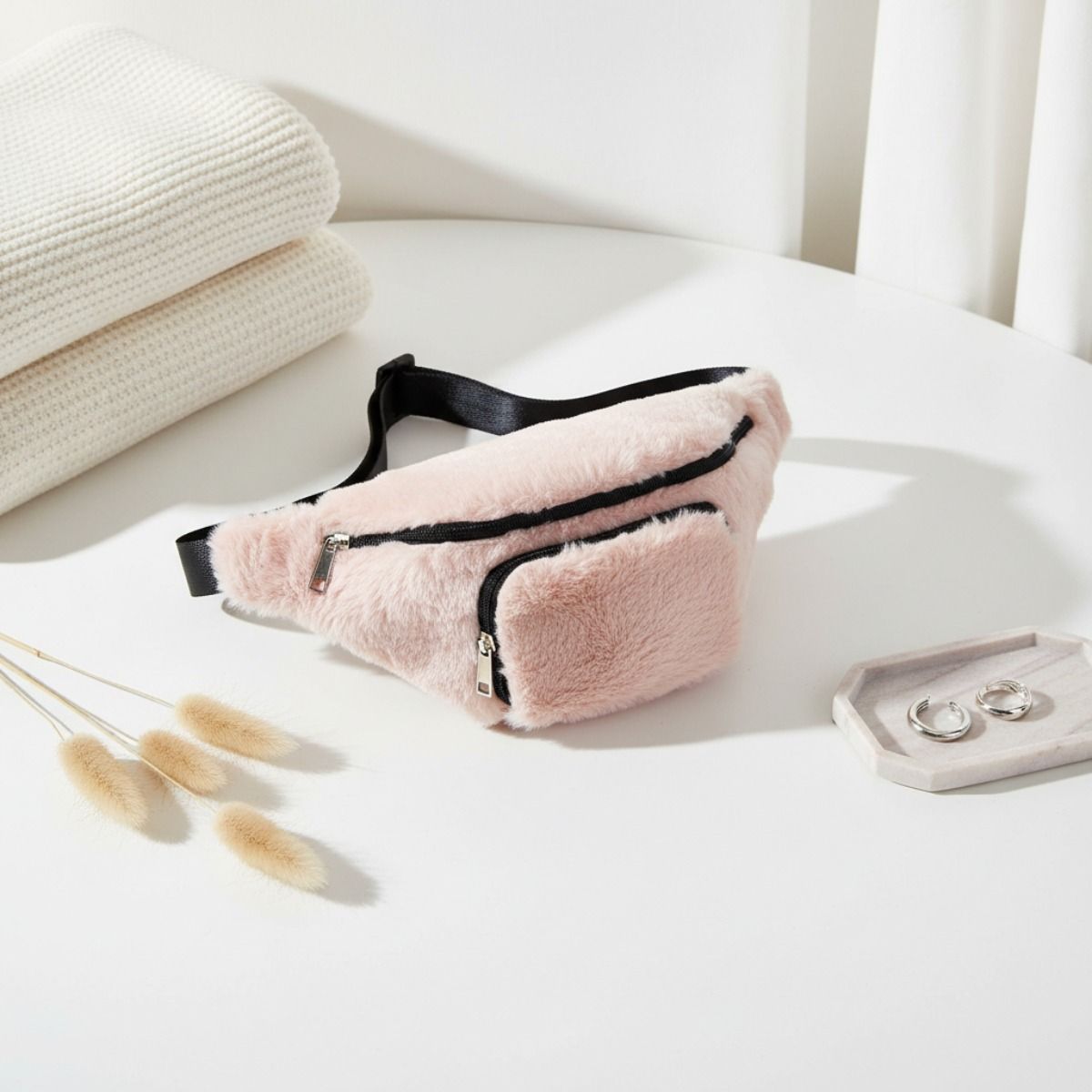 Fanny Pack Pink Fur Stylish Fashion Accessory