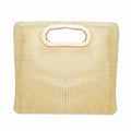 Women’s Fashion Handbag Gold Rhinestone Mesh Square Clutch Stylish Elegant