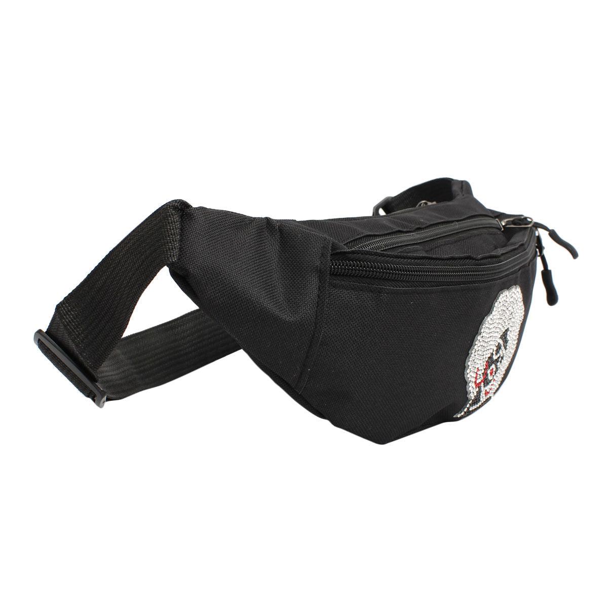 Fashionable Black Fanny Pack with Afro Rhinestone Detail for Women
