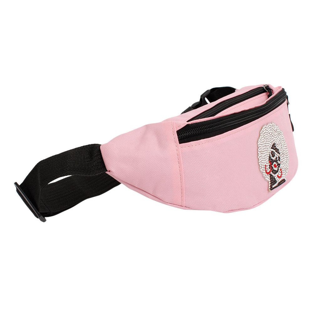 Women’s Fanny Pack Pink Afro Rhinestone Bag Stylish Casual Accessory