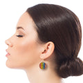 Disc Earrings Rainbow Stripe Trendy Statement Jewelry