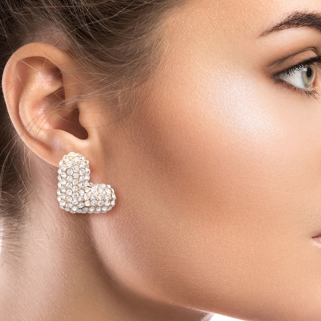 Rhinestone Stud Earrings L Initial Trendy Fashion Jewelry