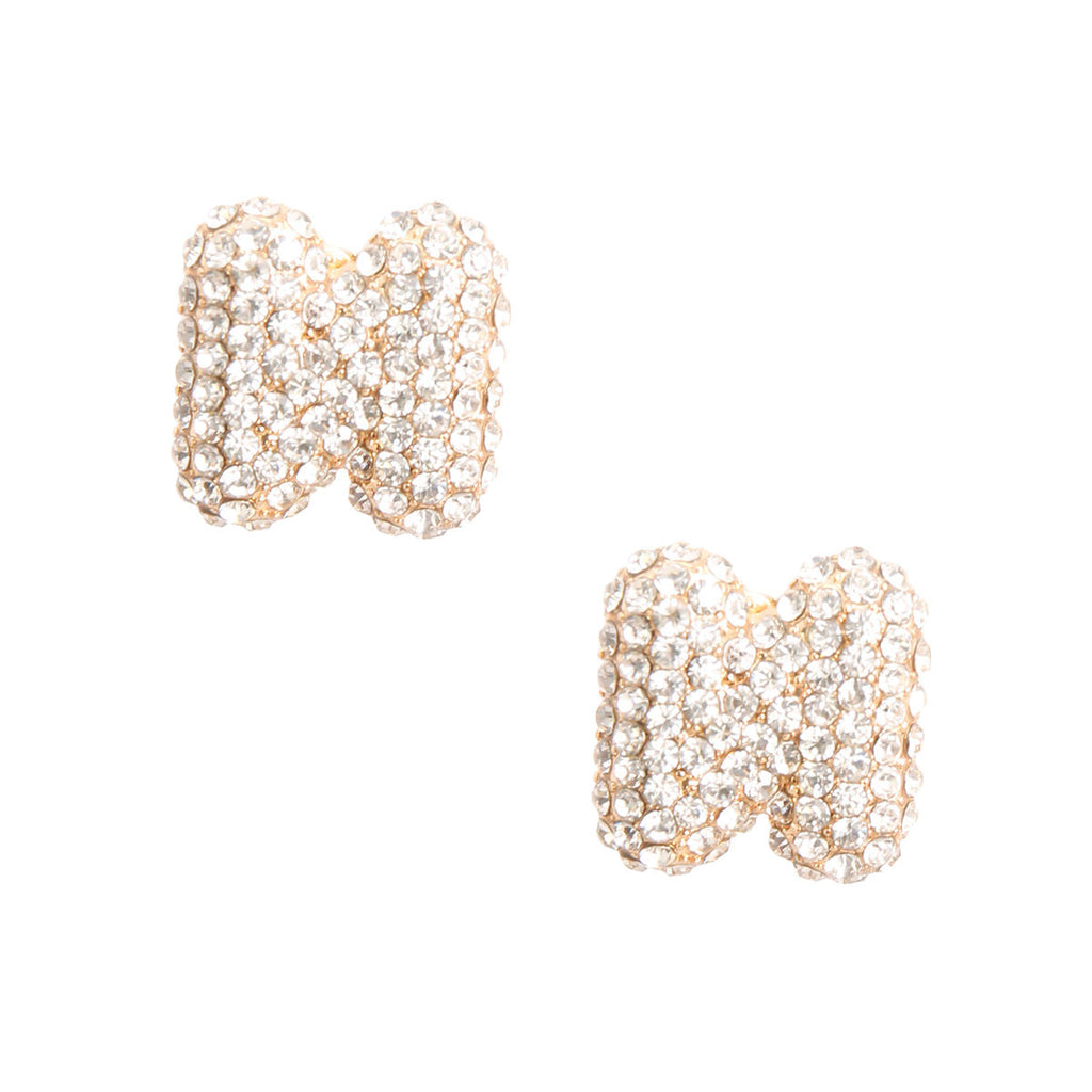 Rhinestone Stud Earrings Letter N Stylish Fashion Jewelry