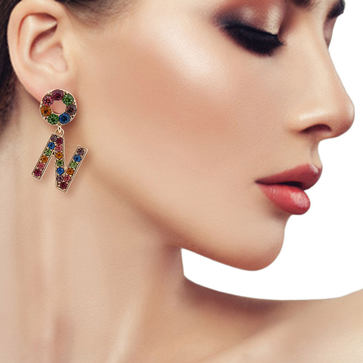 Dangling N Earrings Rainbow Radiance Stylish Statement Jewelry