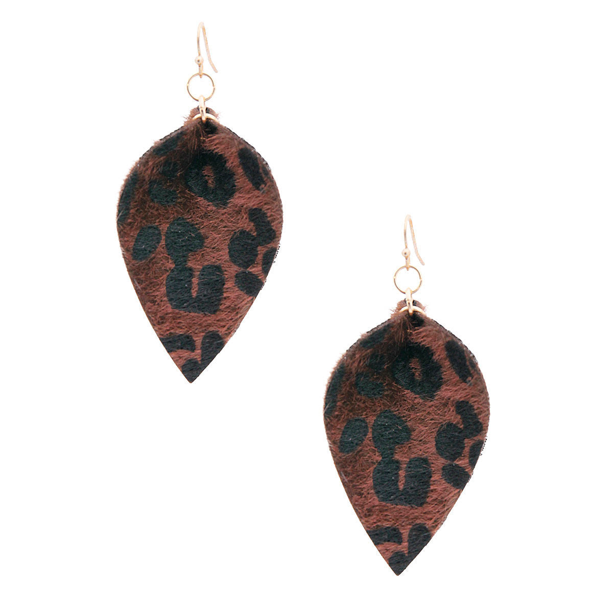 Statement Leopard Print Leaf Earrings Small Brown Trendy Fashion Jewelry