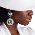 Charm Earrings Silver and Black Bee 5-Piece Stylish Statement Jewelry