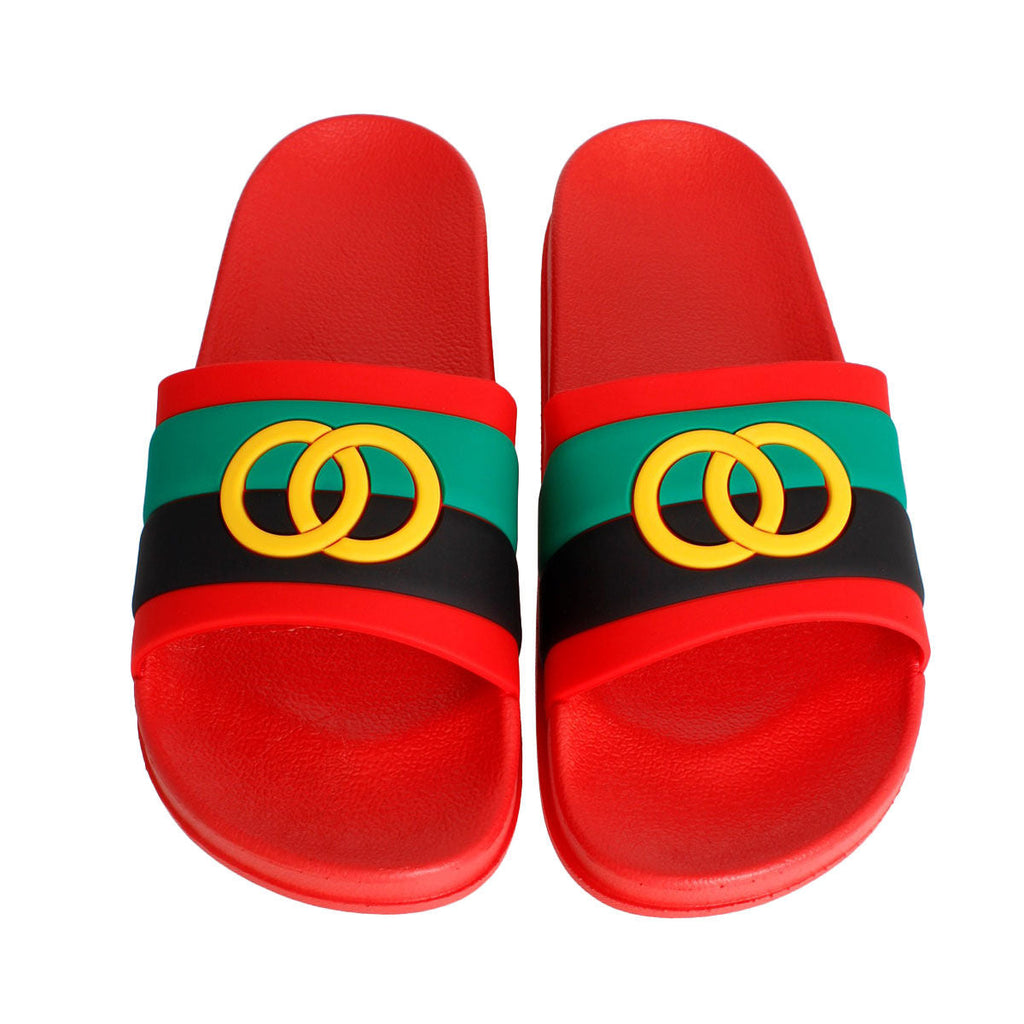 Slide Sandal Size 9 Red Stripe Casual Chic