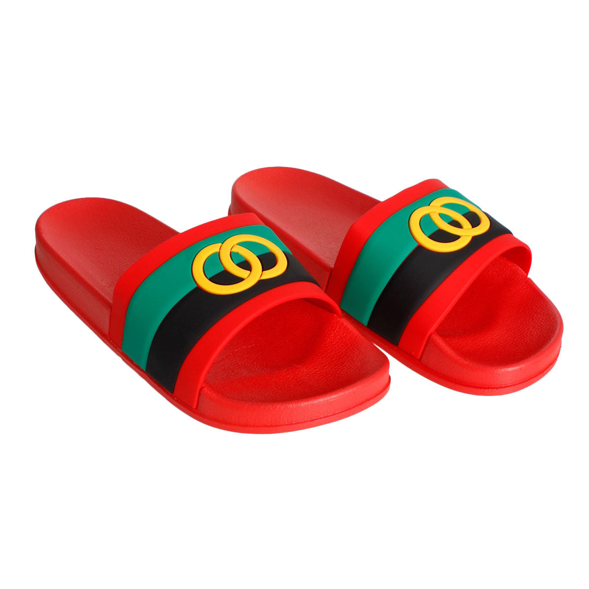 Slide Sandal Size 9 Red Stripe Casual Chic