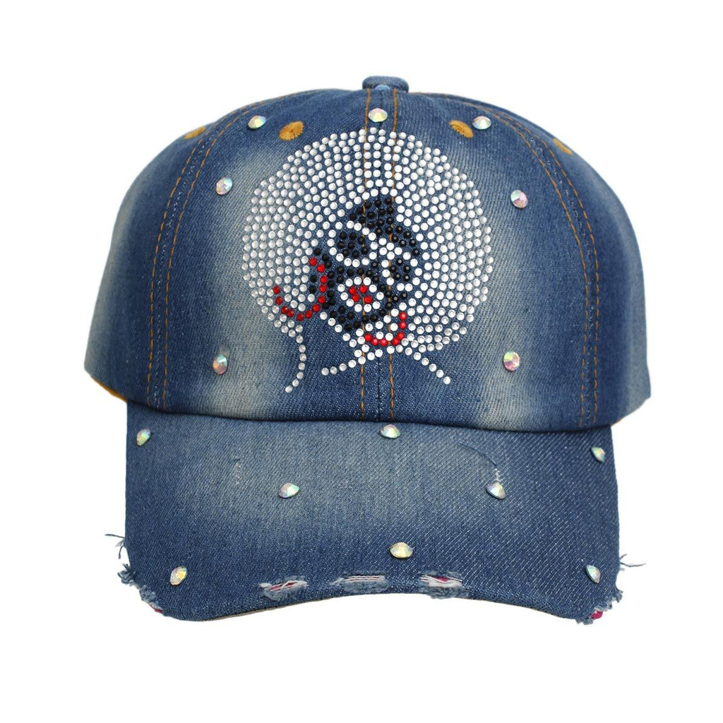 Women’s Denim Baseball Cap Afro Bling Stylish Casual Hat