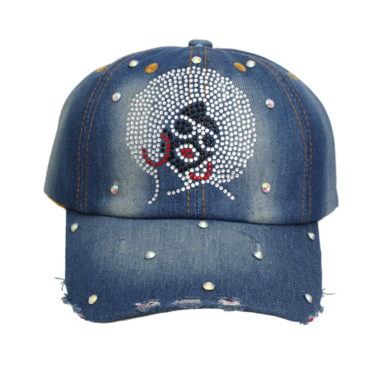 Women’s Denim Baseball Cap Afro Bling Stylish Casual Hat