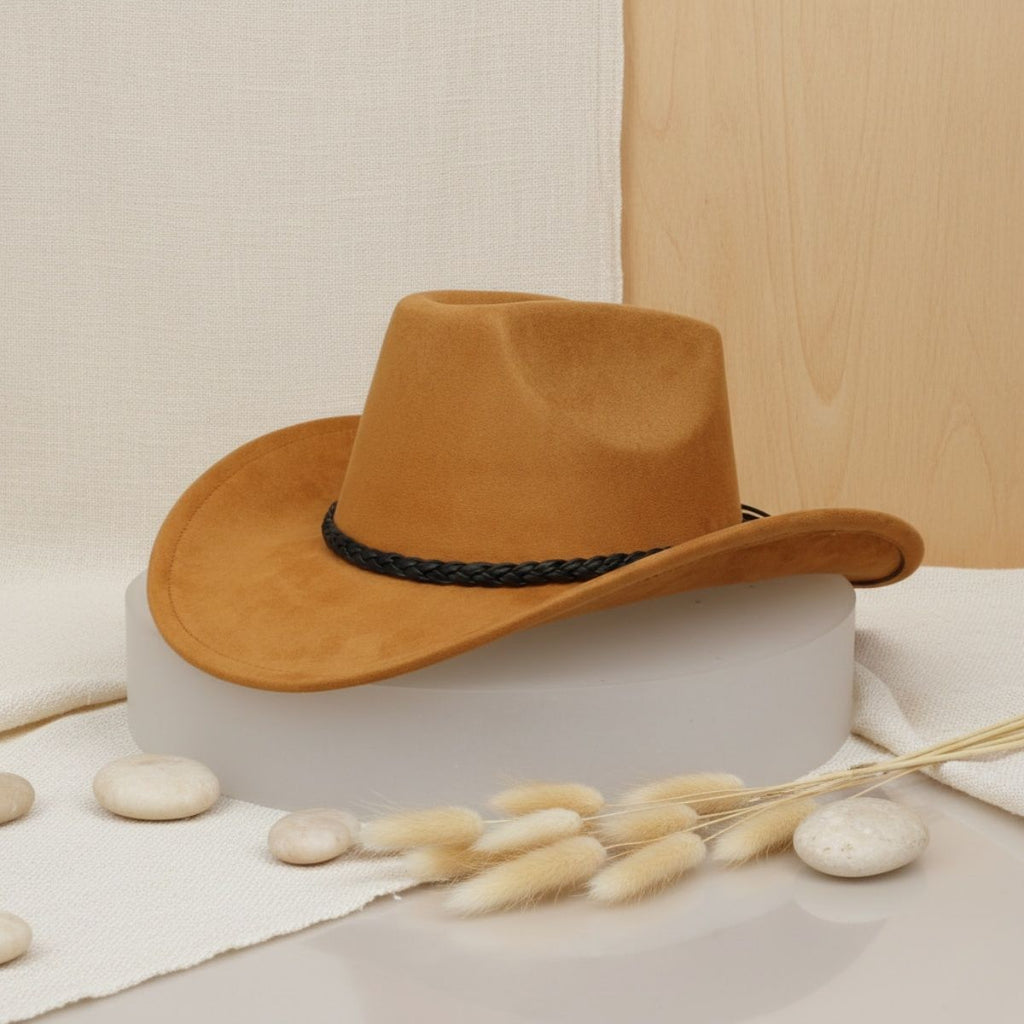 Western Cowboy Hat Soft Suede Cattleman Style Camel Casual Fashion Accessory