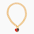 Statement Toggle Necklace Half Red Green Heart Stylish Jewelry Accessory