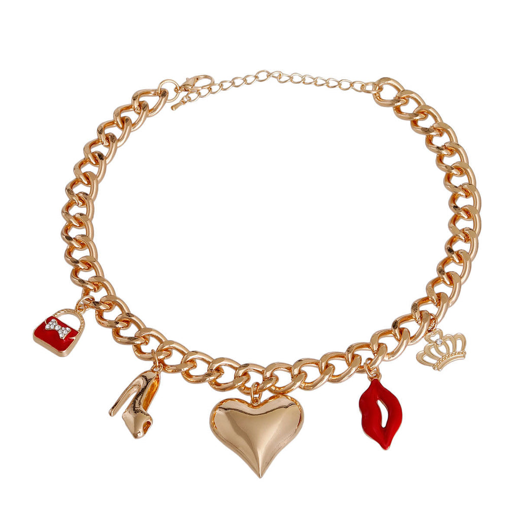 Heart Charm Gold Chain Necklace Stylish Boutique Jewelry