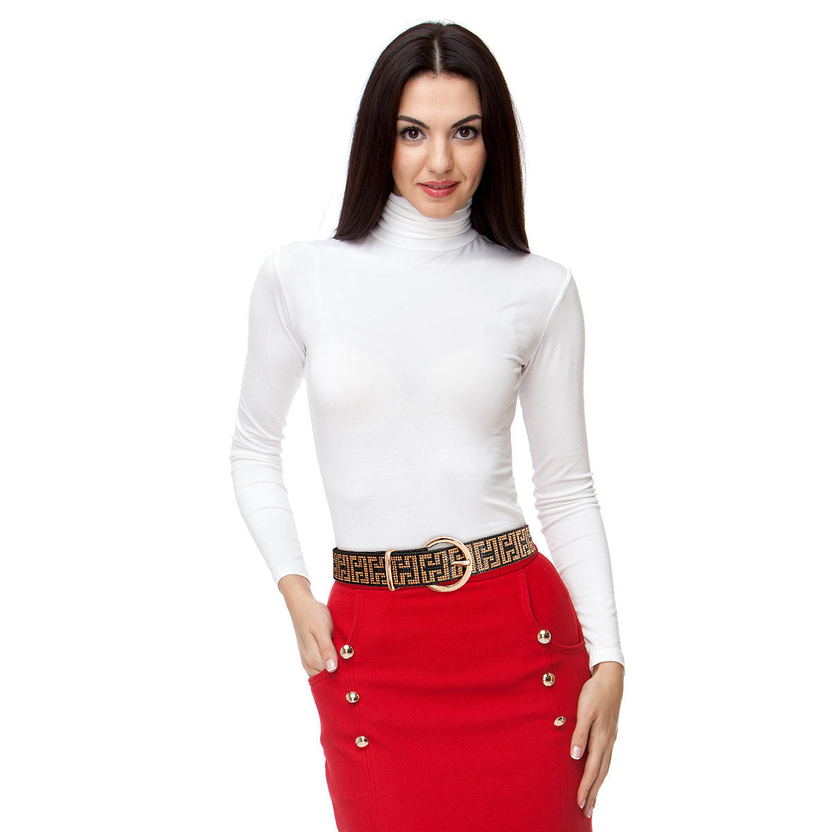 Black Belt with Greek Key Rhinestone Detail – Stylish Statement Accessory