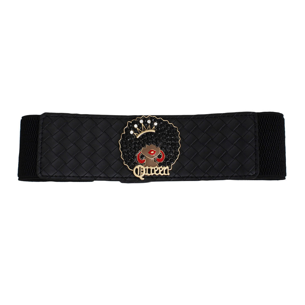 Women’s Woven Black Stretch Belt Afro Queen Stylish Accessory