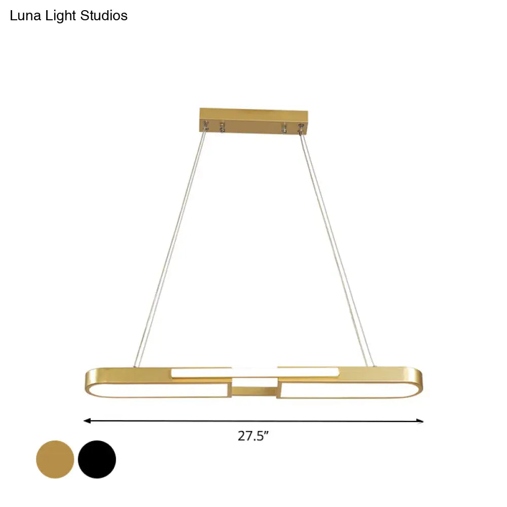 DecorBites™ Oblong Acrylic Pendant Light Kit - Simple Style, Black/Gold LED Island Lamp in Warm/White Light for Dining Room