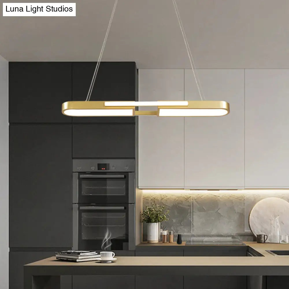 DecorBites™ Oblong Acrylic Pendant Light Kit - Simple Style, Black/Gold LED Island Lamp in Warm/White Light for Dining Room