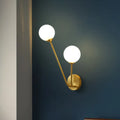 DecorBites™ Opaline Glass Globe LED Wall Light Fixture - Mid Century Brass Wall Mount Lamp with 2 Lights