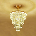 DecorBites™ Optical Crystal Foyer Chandelier: Minimalist Brass Pendant