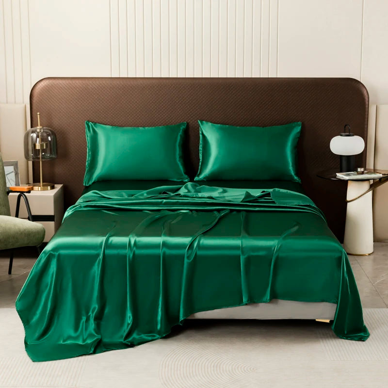 DecorBites™ Opulent Solid Color Satin Bedding Set