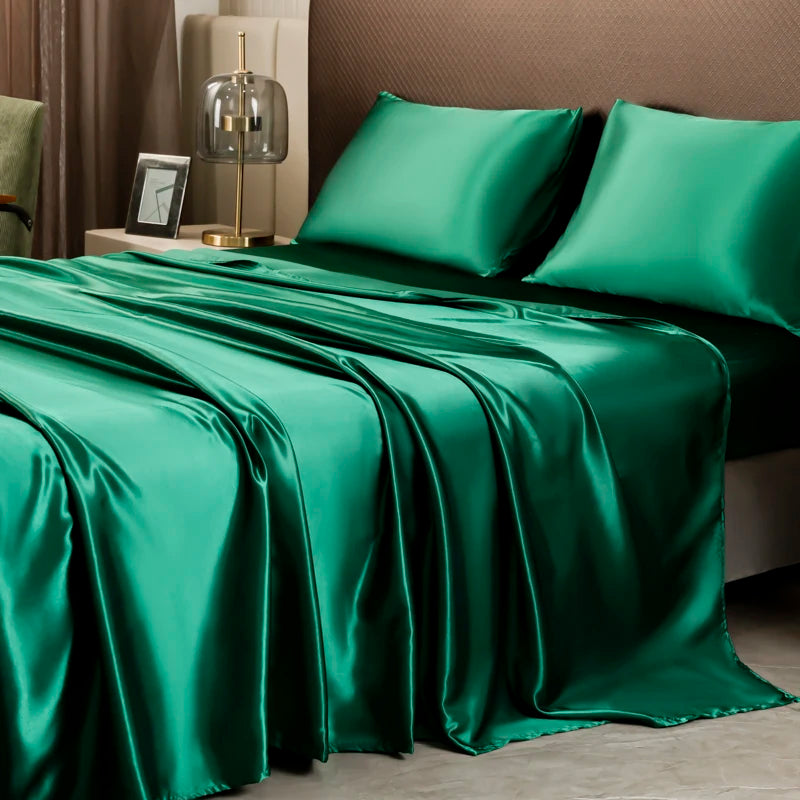 DecorBites™ Opulent Solid Color Satin Bedding Set