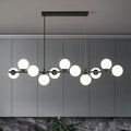 DecorBites™ Orb White Glass Shade Island Hanging Light - 11-Light Postmodern Restaurant Lamp