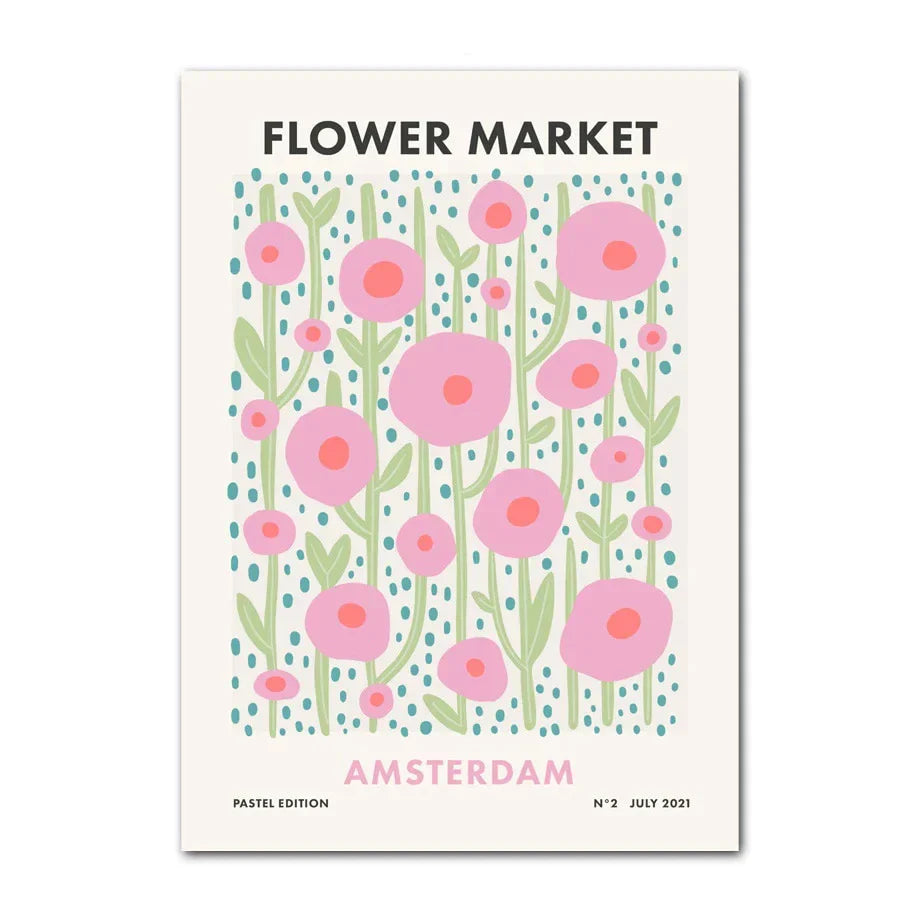 DecorBites™ Pastel Danish Smiley Flower Canvas Wall Art
