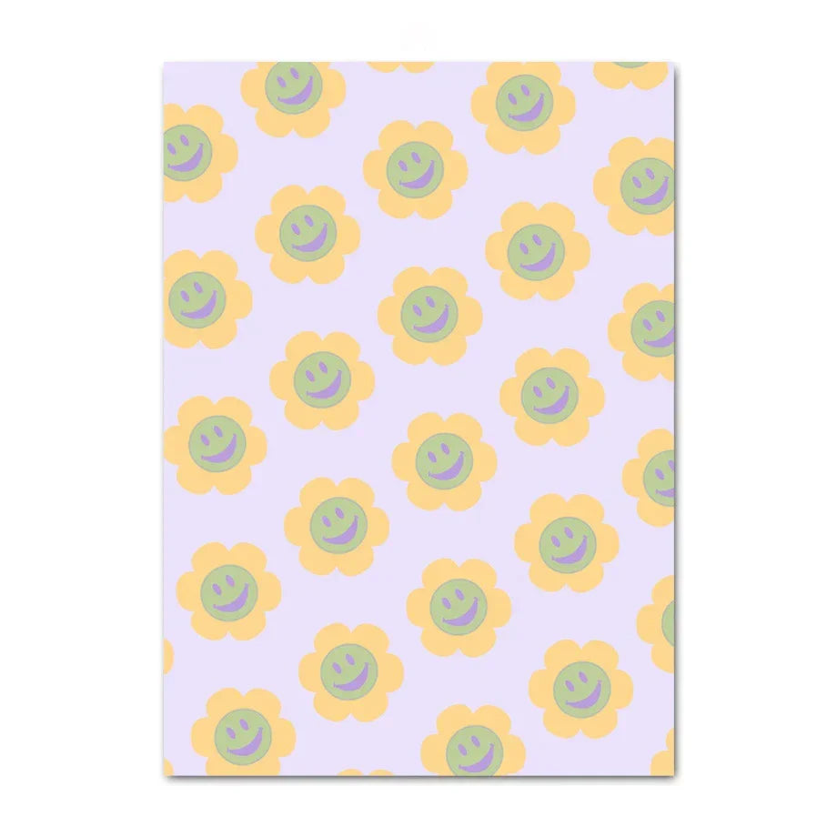 DecorBites™ Pastel Smiley Flower Wall Art for Home