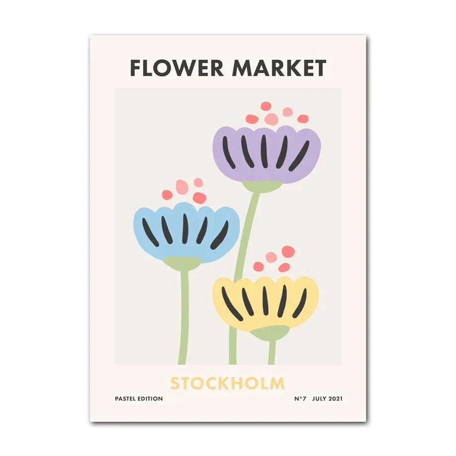 DecorBites™ Pastel Smiley Flower Wall Art for Home