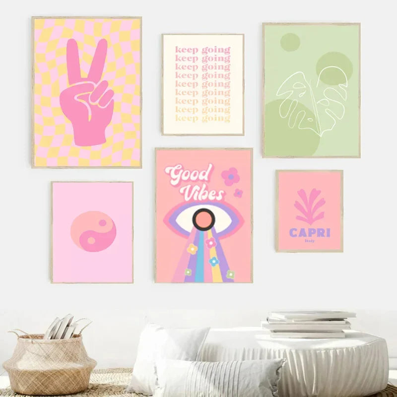 DecorBites™ Pastel Smiley Flower Wall Art for Home