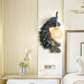 DecorBites™ Peacock Blue Lodge Resin Wall Sconce Lighting with Clear Crystal Dome Shade - 1 Light Bedside Wall Light
