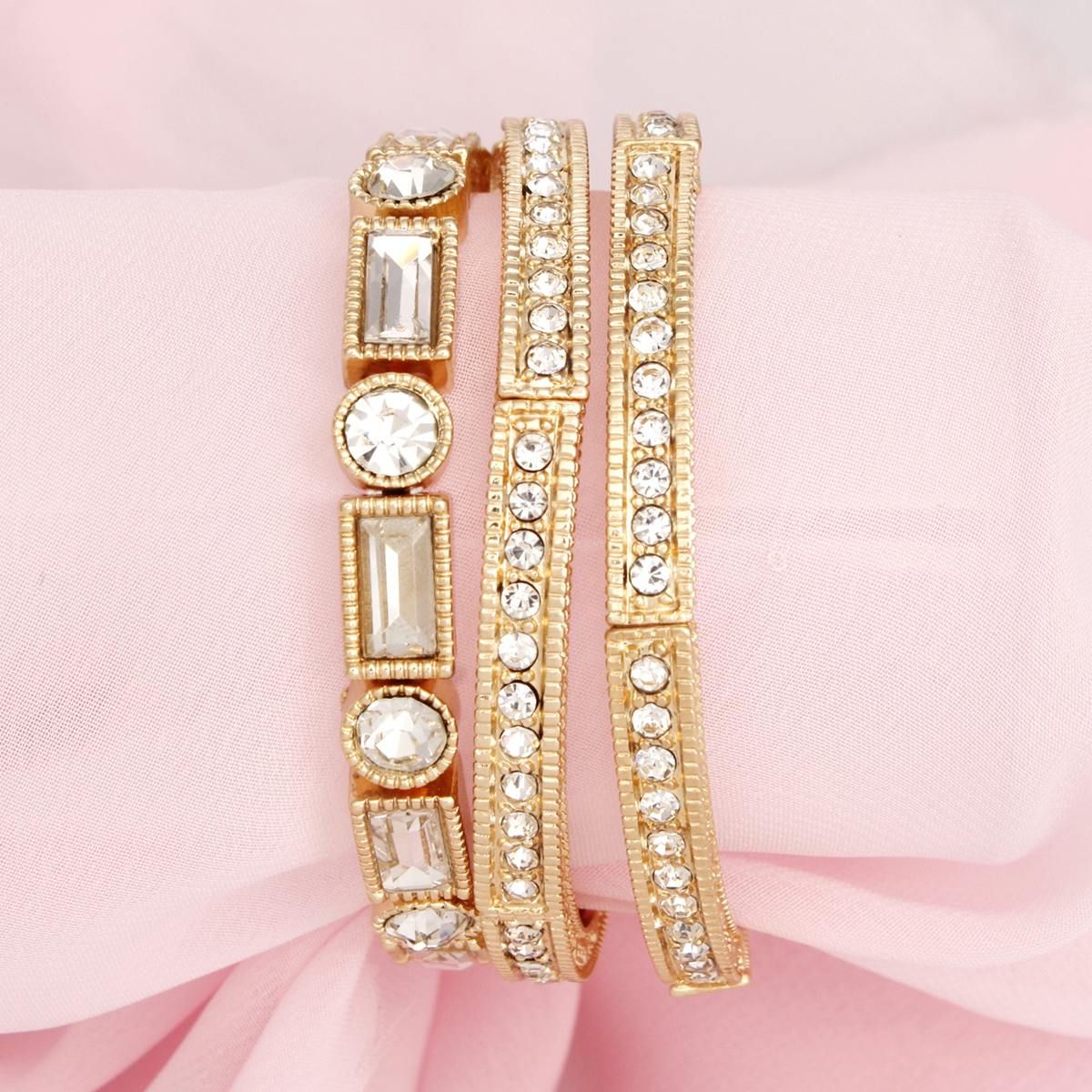 Stretch Bracelets Vintage Gold Rhinestone Set Stylish Chic Jewelry