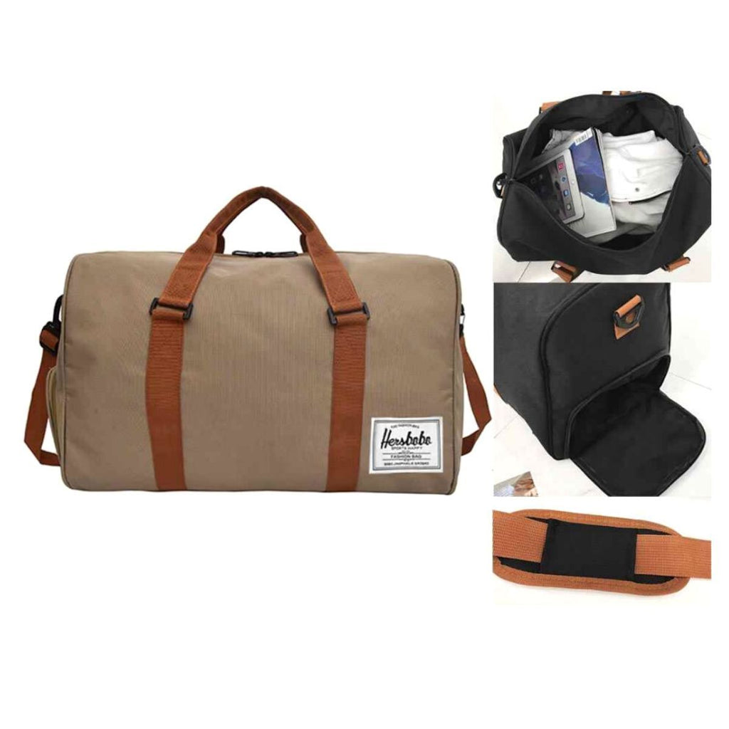 Duffel Travel Bag Light Brown Oxford Stylish Casual Fashion Accessory