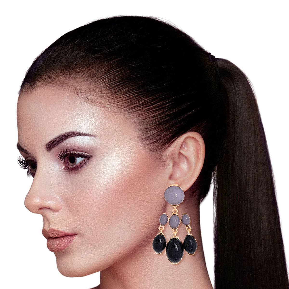 Drop Earrings Black Resin Bead Stylish Statement Jewelry