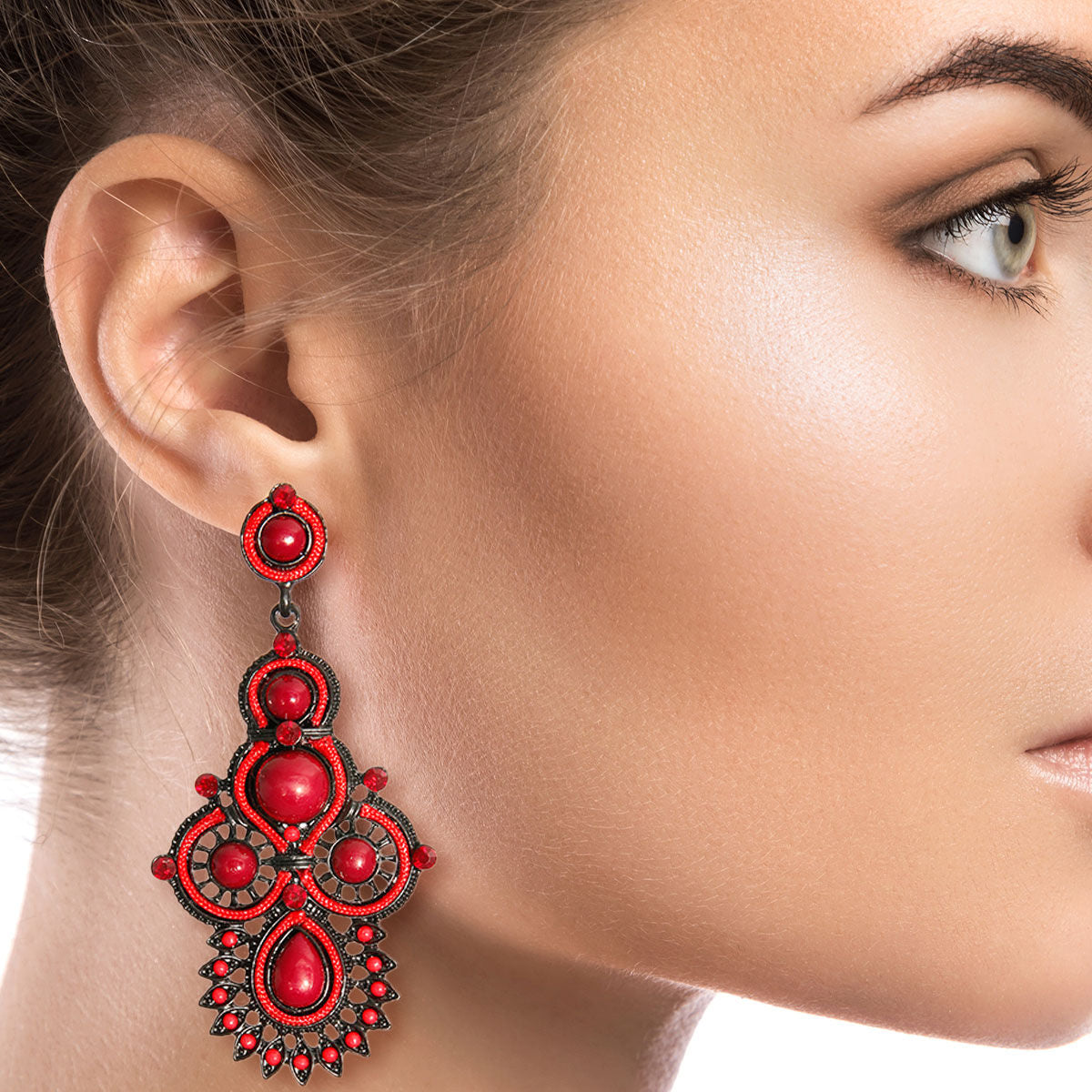 Statement Soutache Earrings in Black and Wine, Stylish Fashion Jewelry