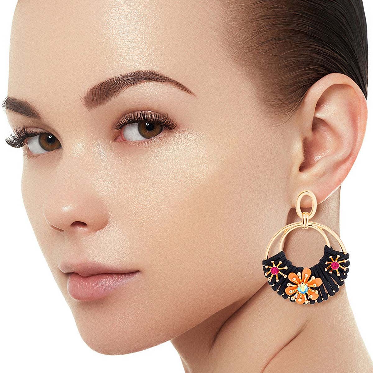 Round Coral Flower Earrings Stylish Statement Jewelry